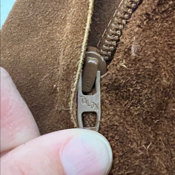 LEATHER VINTAGE 70’s BROWN A LINE MIDI  SKIRT WITH TALON SIPPER SIZE SMALL - Picture 8 of 14